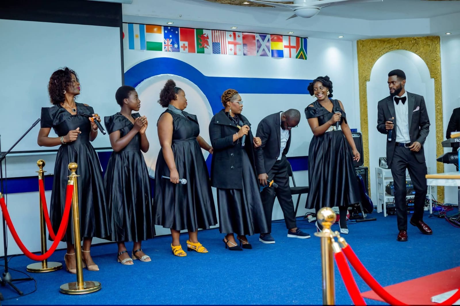 The worship team ministering in song during a Sunday service